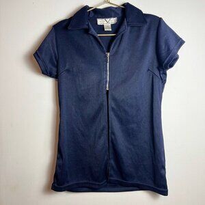 Vintage Zip up Voices Top Navy medium